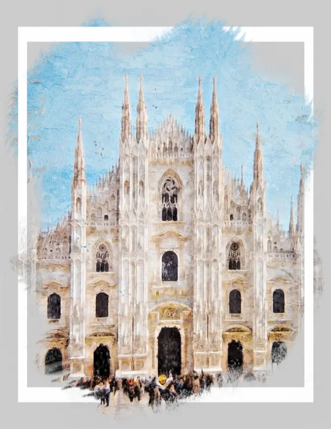 il Duomo di milano in stile pittorico